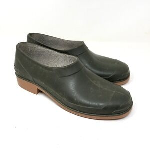 Nora Womens 39 Garden Clogs Dark Green Rubber Rain Shoes Italy US Size 8.5